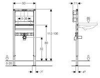 Duofix Geberit pro umyvadlo, pro nástěnné arm. pod omítku, stavební výška 112 - 130 cm  111.493.00.1